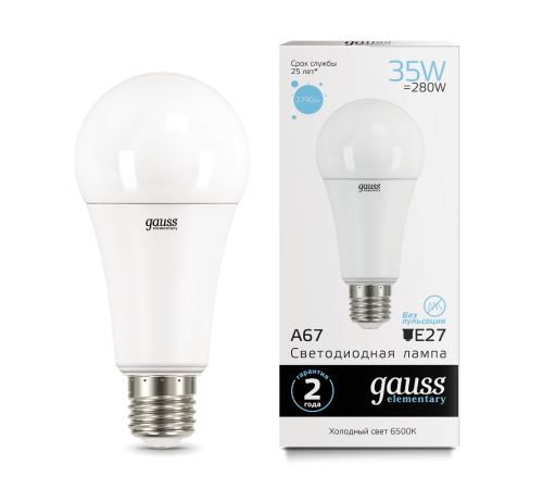 Лампа светодиодная LED Elementary A67 35W E27 2790lm 6500K  70235  Gauss