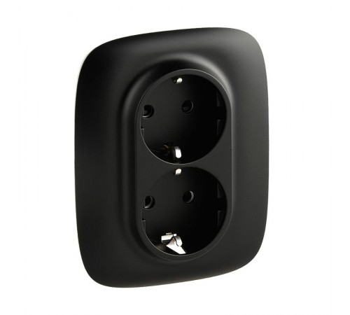 Valena ALLURE DIY Антрацит Розетка 2-ая с/з с защитными шторками, безвинт.зажим  753936  Legrand