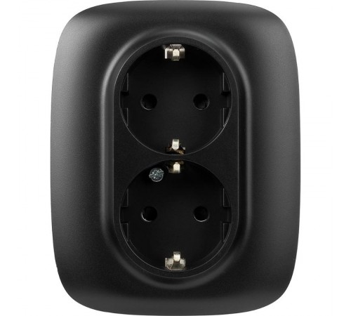 Valena ALLURE DIY Антрацит Розетка 2-ая с/з с защитными шторками, безвинт.зажим  753936  Legrand