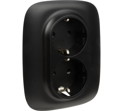 Valena ALLURE DIY Антрацит Розетка 2-ая с/з с защитными шторками, безвинт.зажим  753936  Legrand