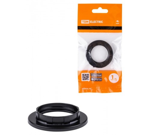 Кольцо для патрона Е14, термостойкий пластик, черный,  SQ0335-0169  TDM