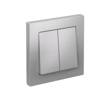 AtlasDesign Алюминий Выключатель 2-клавишный сх.5, 10АХ, (в сборе с рамкой)  ATN000352  SE