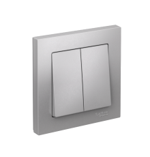 AtlasDesign Алюминий Выключатель 2-клавишный сх.5, 10АХ, (в сборе с рамкой)  ATN000352  SE