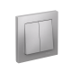 AtlasDesign Алюминий Выключатель 2-клавишный сх.5, 10АХ, (в сборе с рамкой)  ATN000352  SE
