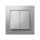 AtlasDesign Алюминий Выключатель 2-клавишный сх.5, 10АХ, (в сборе с рамкой)  ATN000352  SE