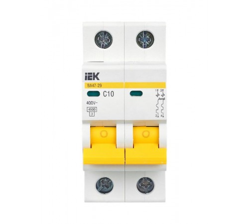 Выключатель автоматический двухполюсный ВА47-29 10А C 4,5кА KARAT  MVA20-2-010-C  IEK
