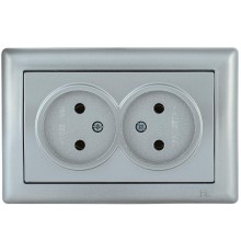 BOLERO серебряный Розетка 2-местная б/з 10А РС20-1-0-БС  ERB20-K23-10  IEK
