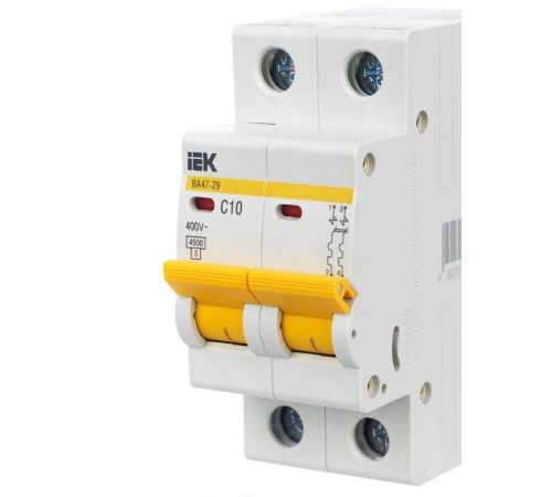 Выключатель автоматический двухполюсный ВА47-29 10А C 4,5кА KARAT  MVA20-2-010-C  IEK