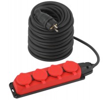 Удлинитель силовой UK-4e-3x1,5-50m-IP44(KG) с заземлением 4 розетки каучук 50м КГ 3х1,5мм2 IP44  Б0057590  ЭРА