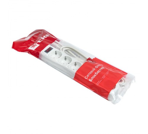 Сетевой фильтр 6*3м 16А/3,2кВт с выкл. c/з ПВС 3х1,0 Блокбастер XL EKF PROxima  UFA16-310-6-03  EKF