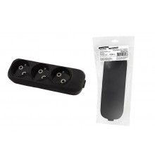 Колодка розеточная 3 гнезда 2П б/з 10А 250В черная серии "Народная"  SQ1806-0425  TDM