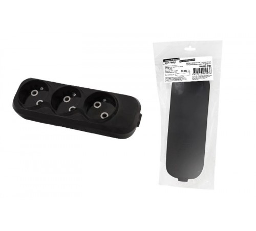 Колодка розеточная 3 гнезда 2П б/з 10А 250В черная серии "Народная"  SQ1806-0425  TDM