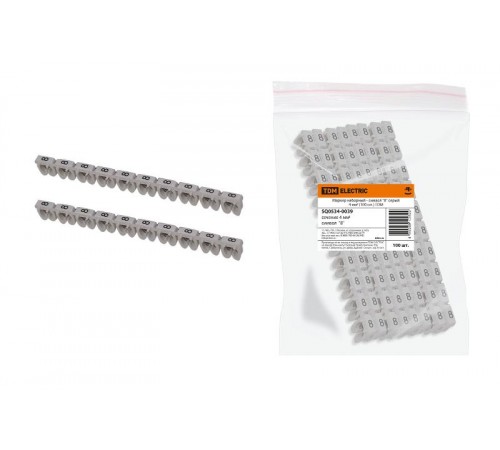 Маркер наборный - символ "8" серый 4 мм2 (100 шт.)   SQ0534-0039  TDM