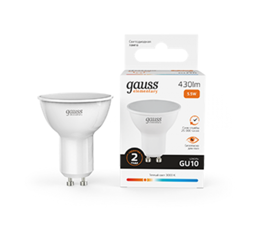 Лампа светодиодная LED 5,5Вт GU10 220В 2700К Elementary MR16  13616  Gauss