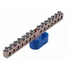 Шина _PE_ 150.14 Шина "РЕ" на 14 присоединений 150А 1 крепежное отверстие  Шина _PE_ 150.14  HEGEL