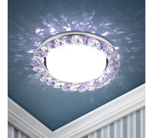 Светильник точечный встраиваемый под лампу DK85 13Вт GX53 хром/фиолетовый  Б0020574  ЭРА