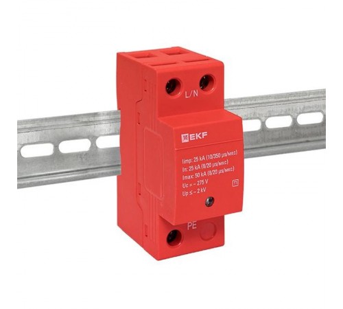 Устройство защиты от импульсных перенапряжений Класс 1 Iimp 25kA (10/350s) 1P  spd-t1-1p  EKF