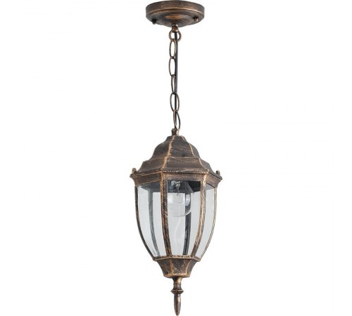 Светильник садово-парковый PL6005 шестигранный на стену вверх 60W E27 230V, черное золото  11895  Feron