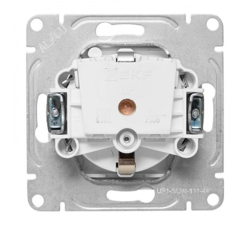 Механизм розетки, 16А, IP44, с заземлением, со шторками, c крышкой, белый Эпика EKF  UP1-SOW-111-44  EKF