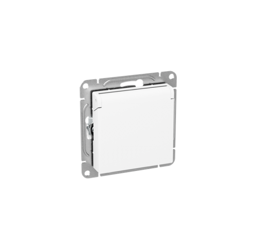 Механизм розетки, 16А, IP44, с заземлением, со шторками, c крышкой, белый Эпика EKF  UP1-SOW-111-44  EKF