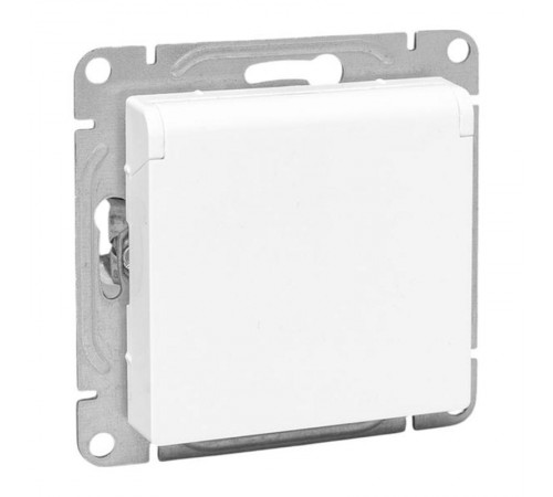 Механизм розетки, 16А, IP44, с заземлением, со шторками, c крышкой, белый Эпика EKF  UP1-SOW-111-44  EKF