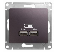 Glossa Сиреневый туман USB Розетка, 5В/2100мА, 2х5В/1050мА, механизм  GSL001433  SE