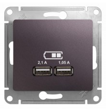 Glossa Сиреневый туман USB Розетка, 5В/2100мА, 2х5В/1050мА, механизм  GSL001433  SE