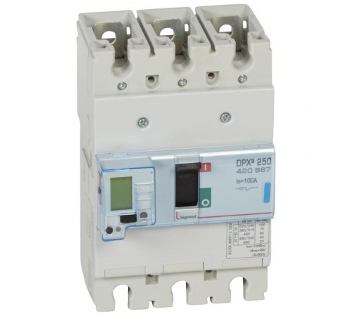 Автоматический выключатель DPX3 250 - эл. расцепитель - с изм. блоком - 70 кА - 400 В~ - 3П - 100 А  420667  Legrand