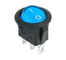 Выключатель клавишный круглый 12V 20А (3с) ON-OFF синий с подсветкой  36-2586  REXANT