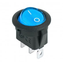 Выключатель клавишный круглый 12V 20А (3с) ON-OFF синий с подсветкой  36-2586  REXANT