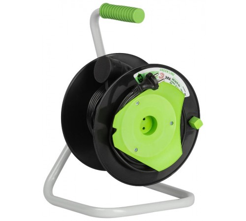 Удлинитель силовой ЭРА GREEN LINE GAZ-2x0.75-15m Greenline на катушке пластик 1 розетка без заземления 15м ПВС 2x0.75мм2   Б0065096  ЭРА