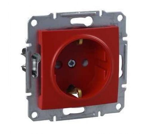 Sedna Красная Розетка с/з с защитными шторками спец.  SDN3000341  Schneider Electric
