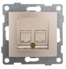 Bravo Розетка компьютерная RJ45, двойная, СУ, шампань  С10К2-027  GUSI Electric
