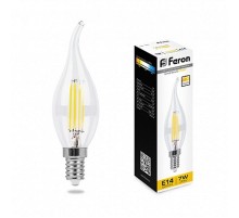 Лампа светодиодная LB-167 (7W) 230V E14 2700K филамент C35T диммируемая прозрачная  25872  FERON