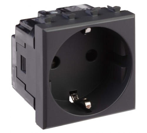 Розетка модульная, 2P+E, с з/ш, "Avanti", "Черный матовый", 2 модуля  4412002  DKC