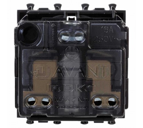 Розетка модульная, 2P+E, с з/ш, "Avanti", "Черный матовый", 2 модуля  4412002  DKC