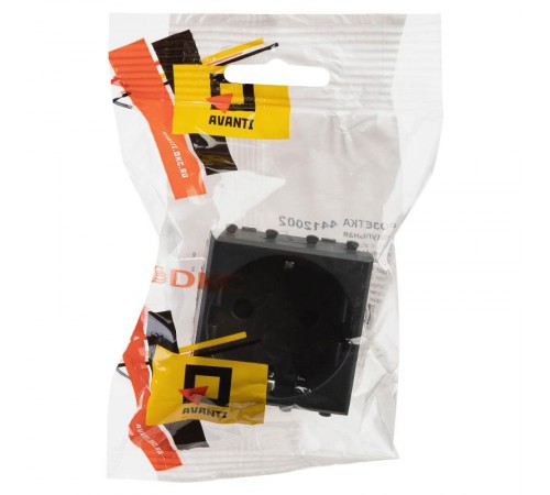 Розетка модульная, 2P+E, с з/ш, "Avanti", "Черный матовый", 2 модуля  4412002  DKC