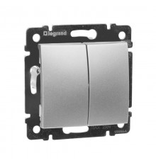 Valena Алюминий Переключатель 2-х клавишный  770108  Legrand