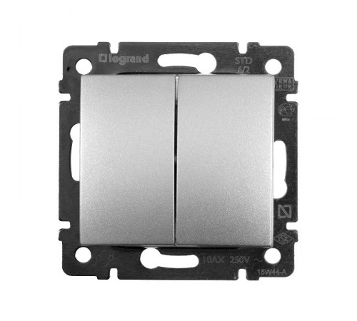 Valena Алюминий Переключатель 2-х клавишный  770108  Legrand