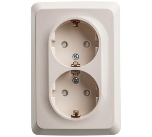 Этюд Кремовый О/У Розетка 2-ая угловая с заземлением со шторками 16А 250B  PA16-108K  SE