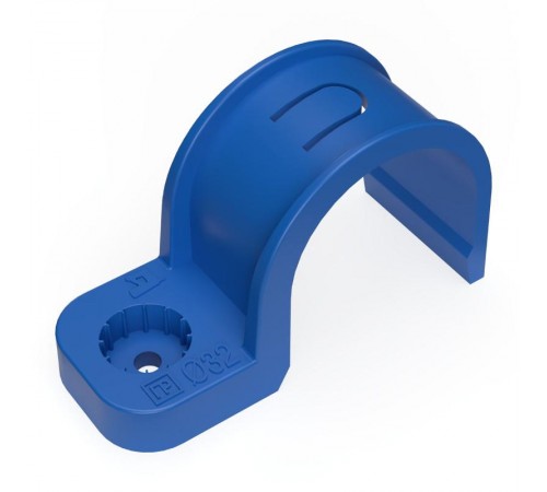 Крепеж-скоба пластиковая односторонняя для прямого монтажа  атмосферостойкая синяя в п/э d32 мм (25шт/375шт уп/кор)  PR13.2078  Промрукав