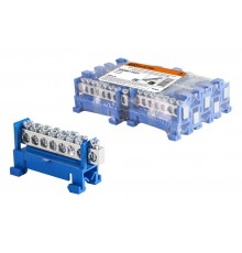 Шина "N" нулевая с изолятором на DIN-рейку 6x9мм стойка мал. 8 групп никелированная  SQ0801-0321  TDM