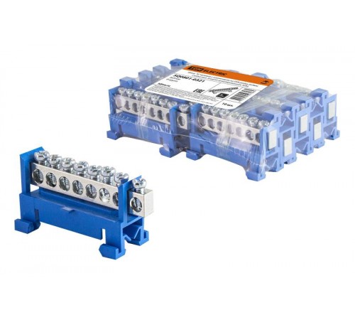 Шина "N" нулевая с изолятором на DIN-рейку 6x9мм стойка мал. 8 групп никелированная  SQ0801-0321  TDM