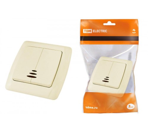 Выключатель 2 кл. с подсветкой 10А сл. кость "Онега"   SQ1805-0034  TDM