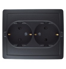 Simon 15 Графит Розетка двойная с/з Schuko с защитными шторками, винт. зажим, 16А 250В  1590451-038  Simon