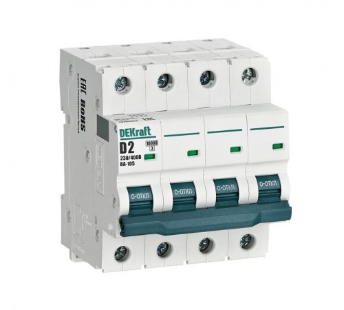 Выключатель автоматический четырехполюсный ВА-105 1А D 10кА  13232DEK  DEKraft