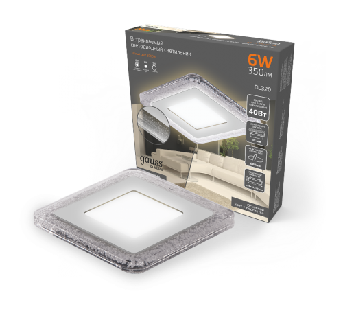 Светильник светодиодный Bubbles BL320 Квадр. 3+3W LED 3000K 350лм103x103мм O80 1/40  BL320  Gauss