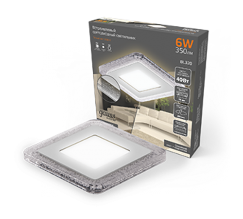 Светильник светодиодный Bubbles BL320 Квадр. 3+3W LED 3000K 350лм103x103мм O80 1/40  BL320  Gauss