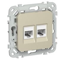 FLITE Розетка 2-ая RJ45/RJ11 кат.6/3 UTP РКТ6/3-2-0-ФлШ шампань  FI-KT22-2-K37  IEK