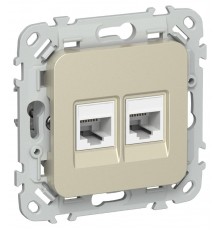 FLITE Розетка 2-ая компьютерная RJ45 кат.5Е UTP РК5е-2-0-ФлШ шампань  FI-K22-1-K37  IEK